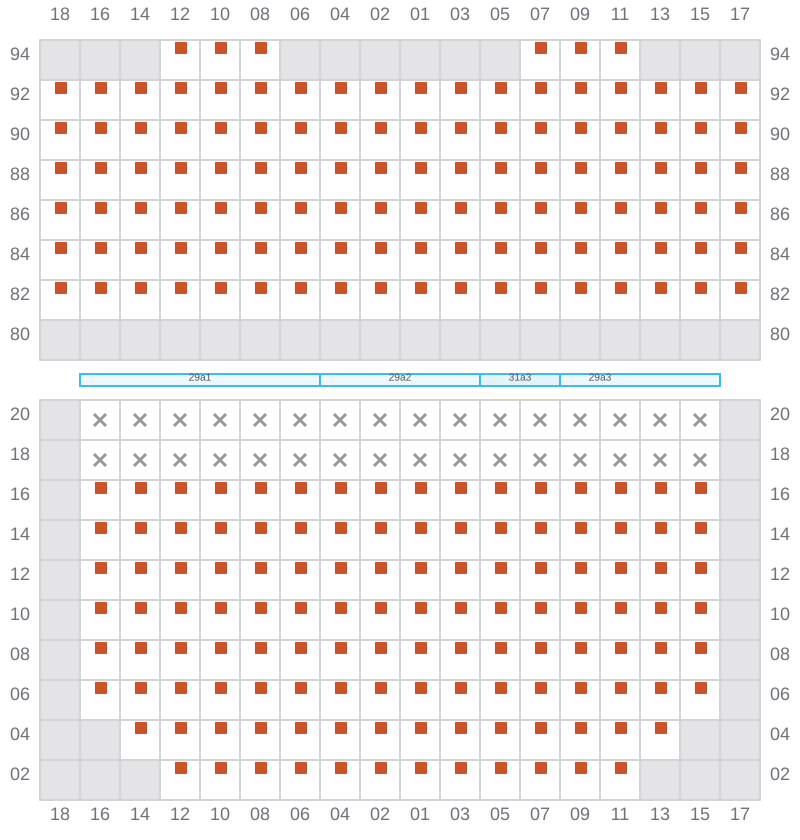 Bay 029 view and slots of CSCL ZEEBRUGGE