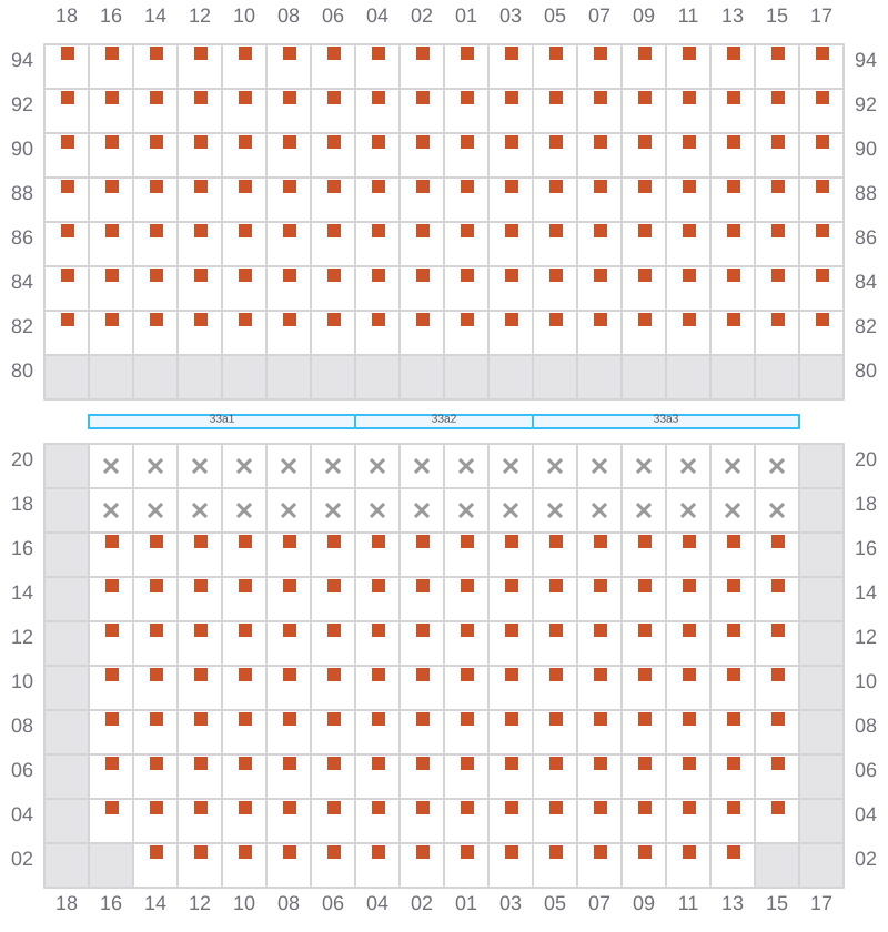 Bay 033 view and slots of CSCL ZEEBRUGGE
