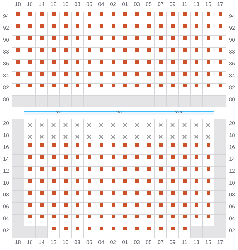 Bay 053 view and slots of CSCL ZEEBRUGGE