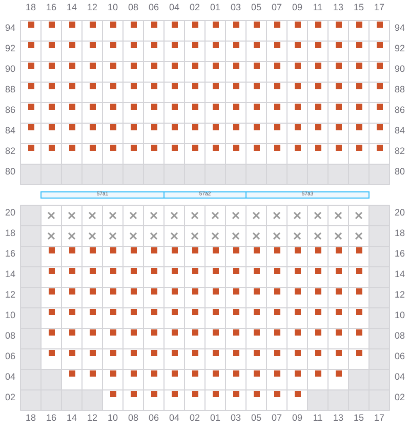 Bay 057 view and slots of CSCL ZEEBRUGGE