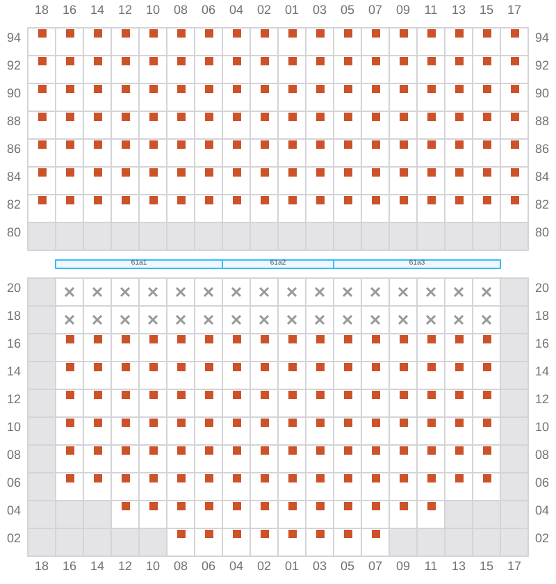 Bay 061 view and slots of CSCL ZEEBRUGGE