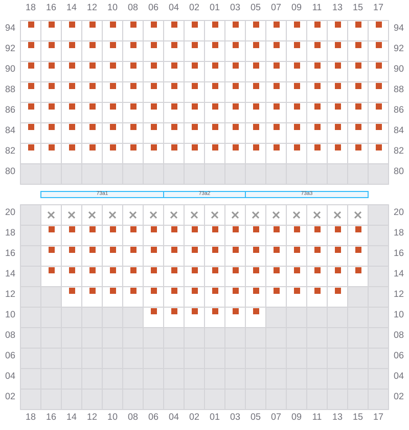Bay 073 view and slots of CSCL ZEEBRUGGE