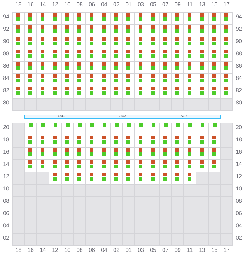 Bay 075 view and slots of CSCL ZEEBRUGGE