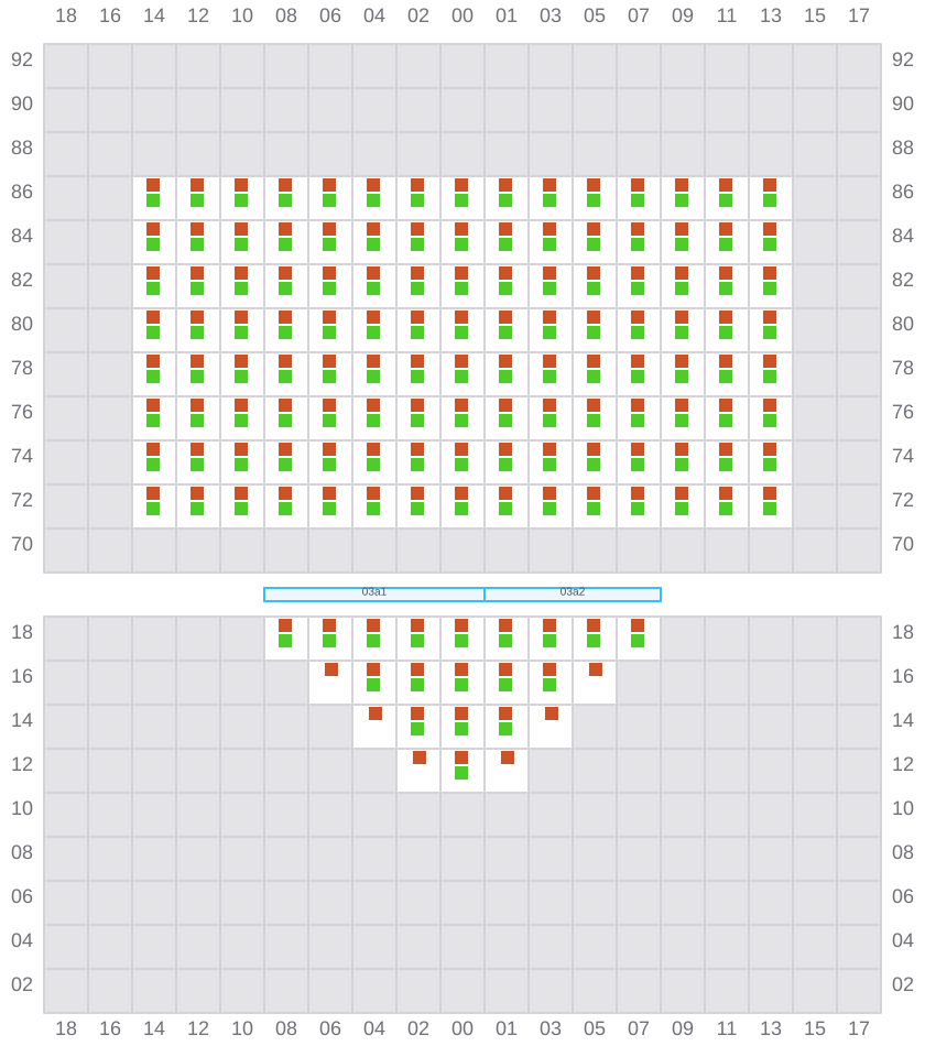 Bay 003 view and slots of CMA CGM JACQUES JUNIOR