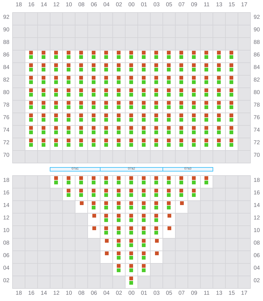 Bay 007 view and slots of CMA CGM JACQUES JUNIOR