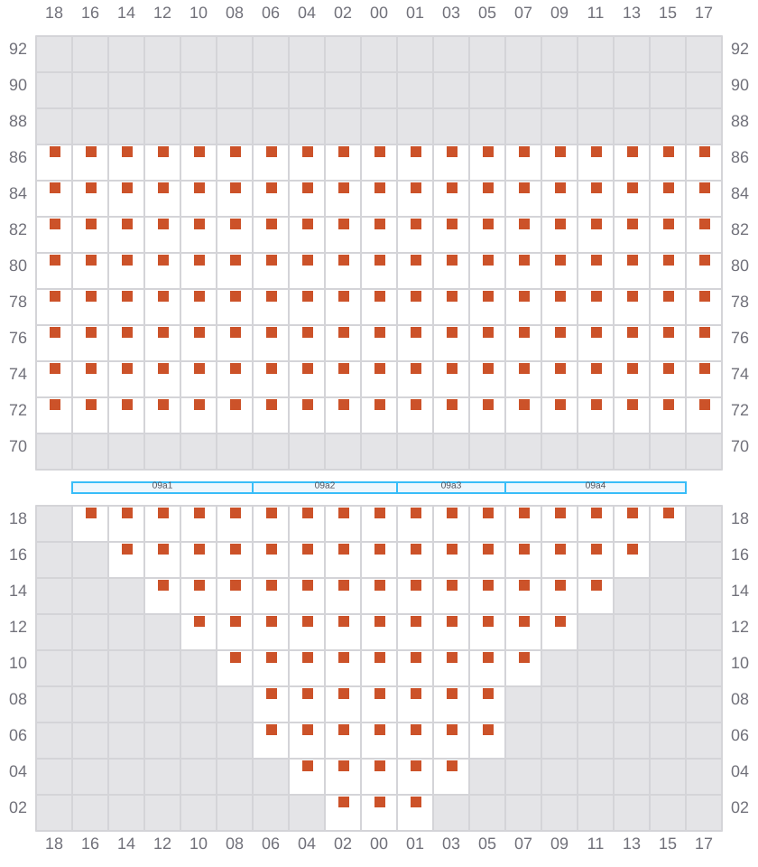 Bay 009 view and slots of CMA CGM JACQUES JUNIOR