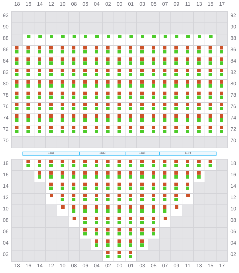 Bay 011 view and slots of CMA CGM JACQUES JUNIOR