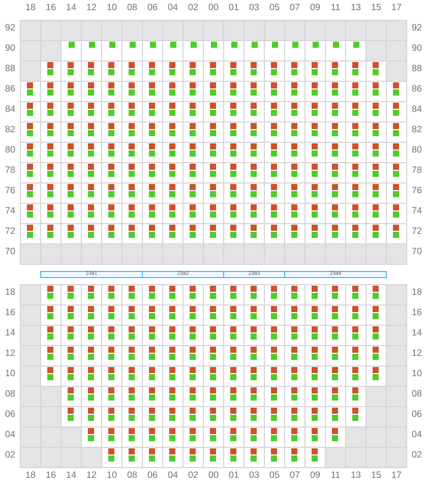 Bay 023 view and slots of CMA CGM JACQUES JUNIOR