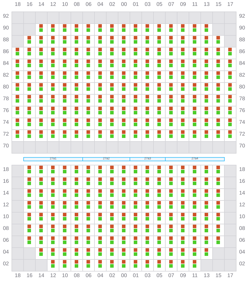 Bay 027 view and slots of CMA CGM JACQUES JUNIOR