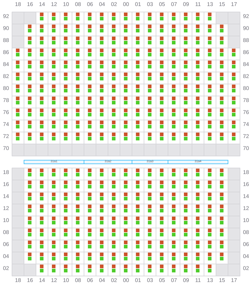 Bay 031 view and slots of CMA CGM JACQUES JUNIOR