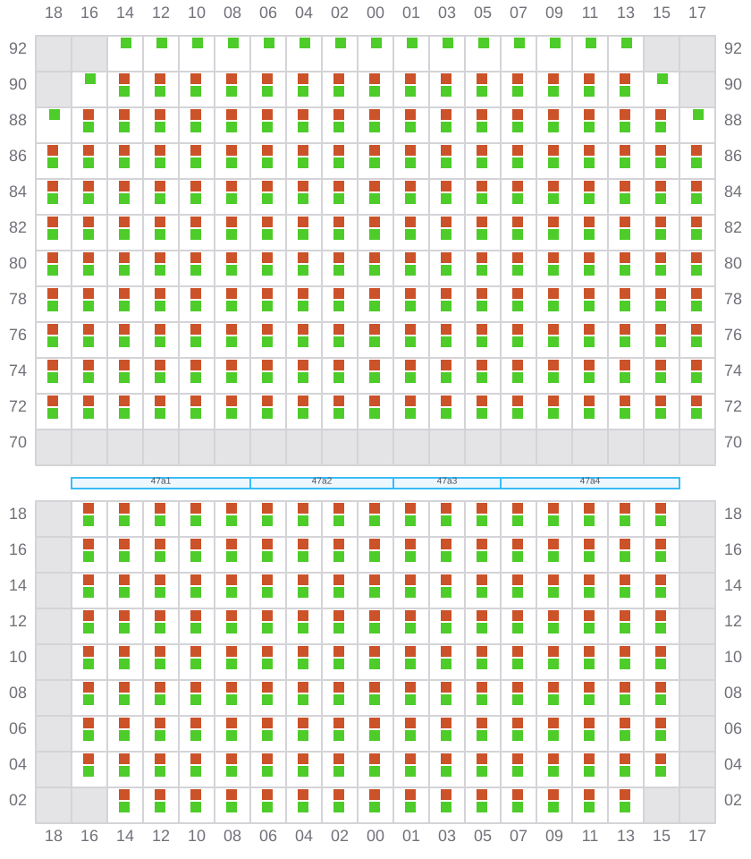 Bay 047 view and slots of CMA CGM JACQUES JUNIOR