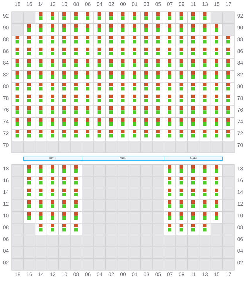 Bay 059 view and slots of CMA CGM JACQUES JUNIOR