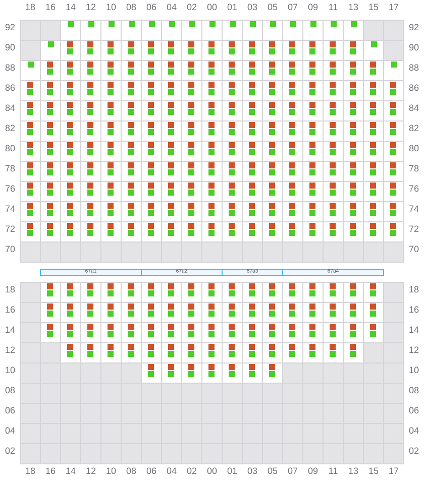 Bay 067 view and slots of CMA CGM JACQUES JUNIOR