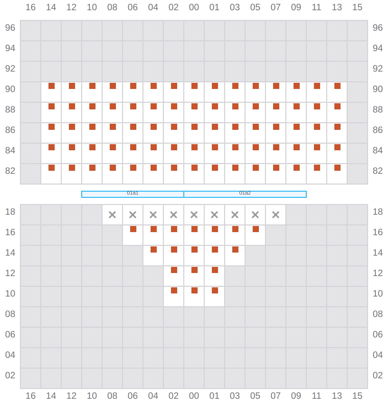 Bay 003 view and slots of MAERSK SEVILLE