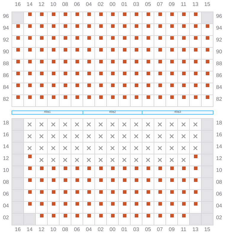 Bay 051 view and slots of MAERSK SEVILLE
