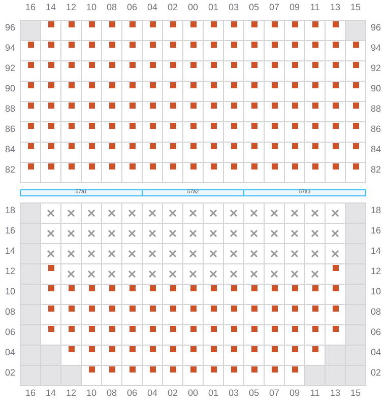 Bay 059 view and slots of MAERSK SEVILLE