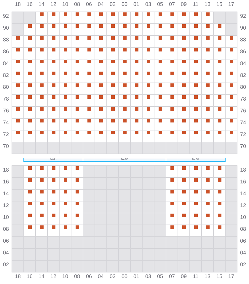 Bay 057 view and slots of CMA CGM TANYA