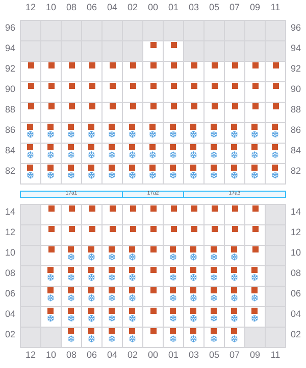 Bay 019 view and slots of MAERSK BATUR