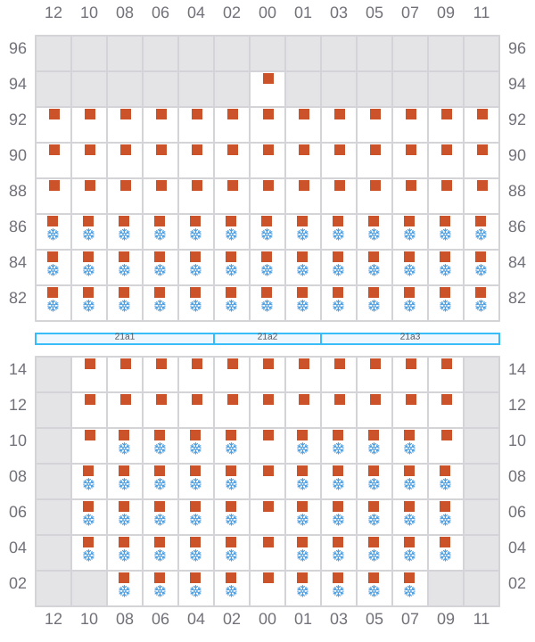 Bay 023 view and slots of MAERSK BATUR