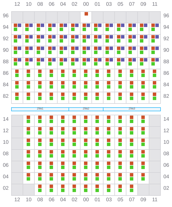 Bay 029 view and slots of MAERSK BATUR