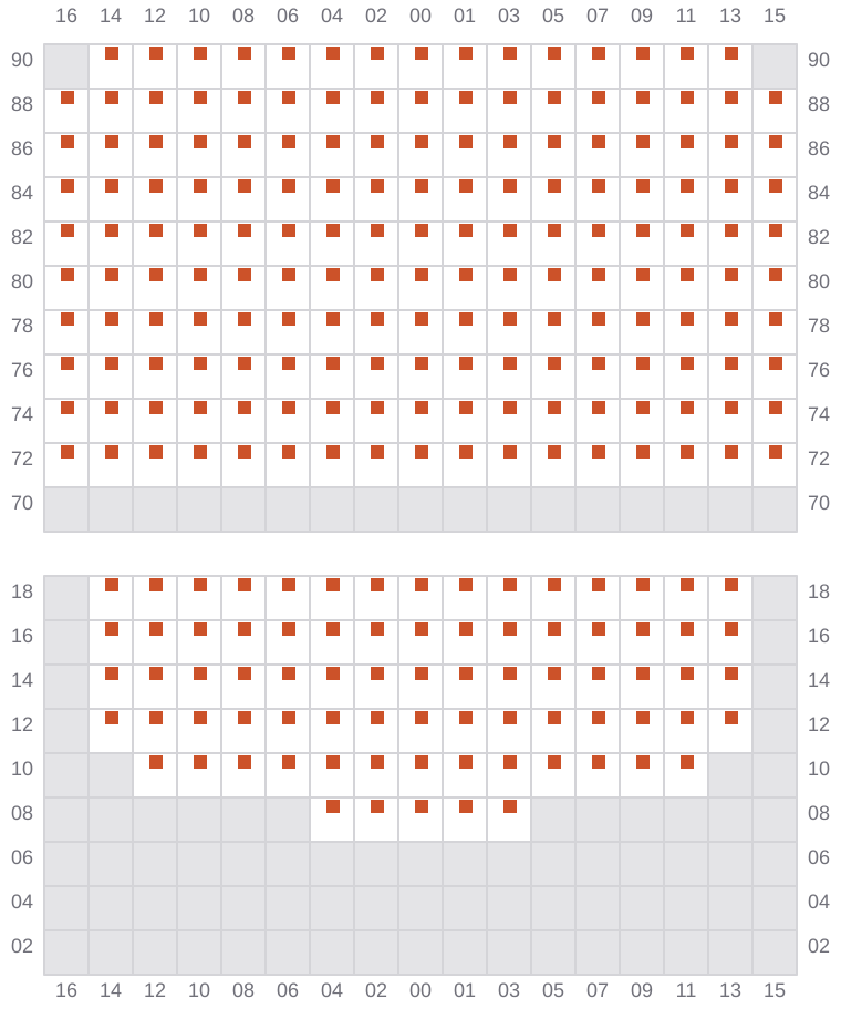 Bay 067 view and slots of MSC LUCY