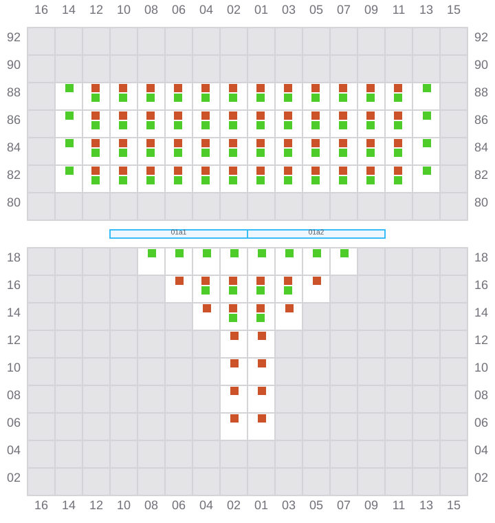 Bay 003 view and slots of COSCO HAMBURG