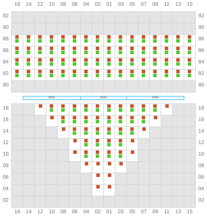 Bay 007 view and slots of COSCO HAMBURG