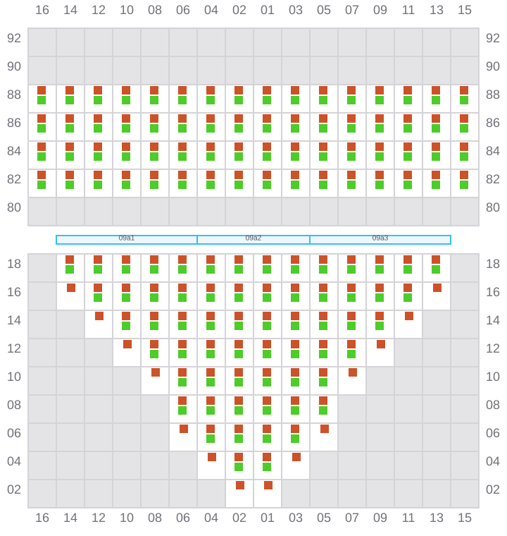 Bay 011 view and slots of COSCO HAMBURG