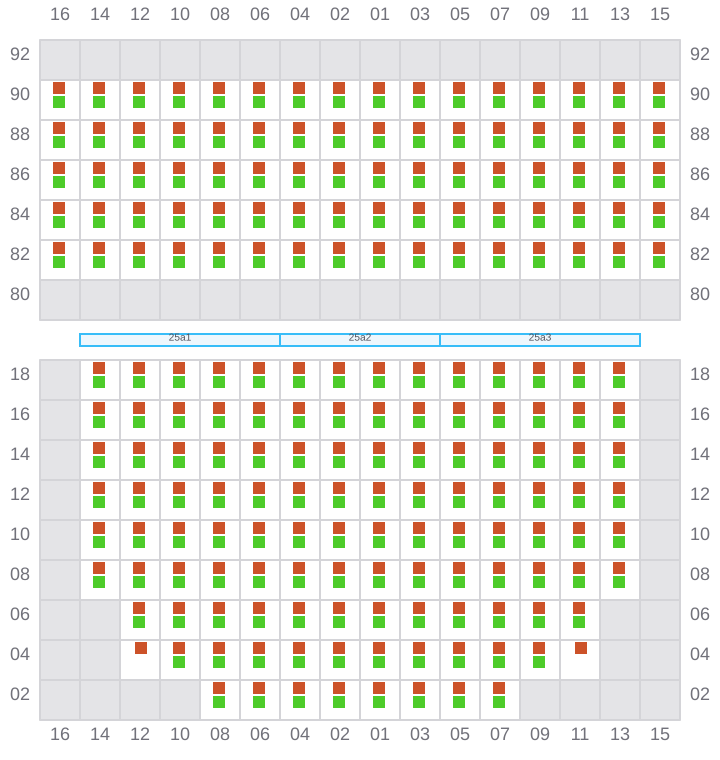 Bay 027 view and slots of COSCO HAMBURG