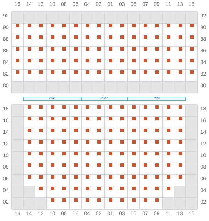 Bay 029 view and slots of COSCO HAMBURG