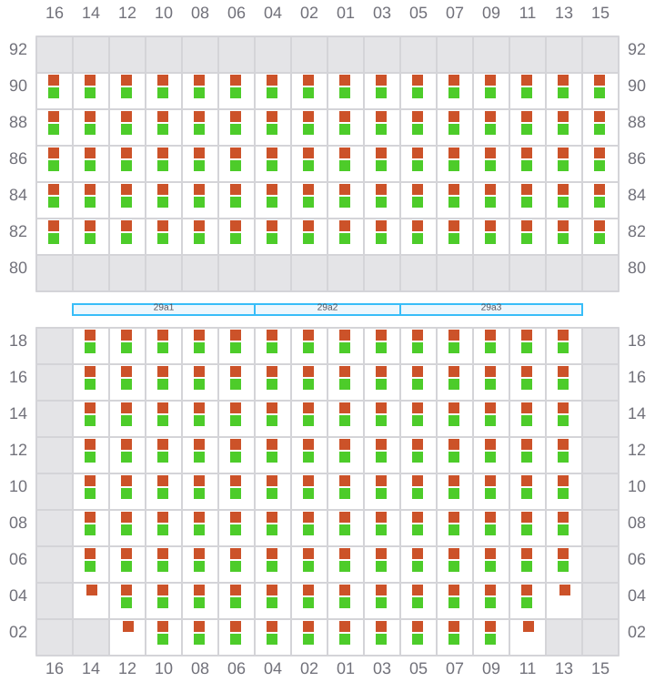 Bay 031 view and slots of COSCO HAMBURG
