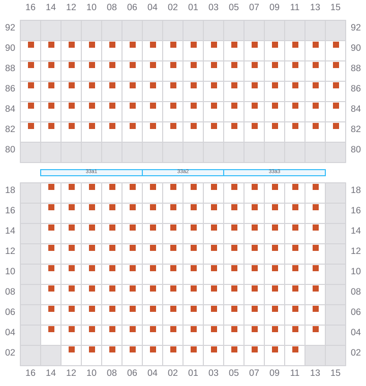 Bay 033 view and slots of COSCO HAMBURG