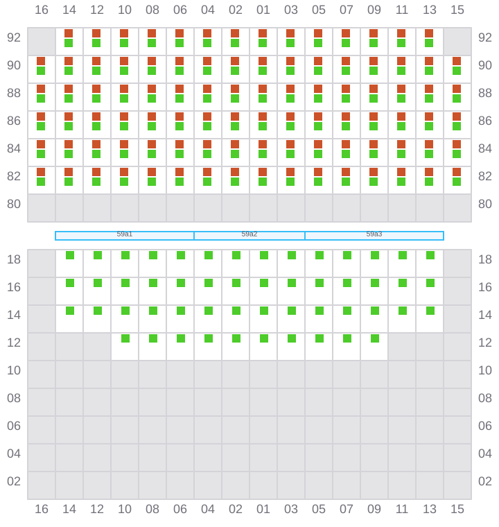 Bay 061 view and slots of COSCO HAMBURG
