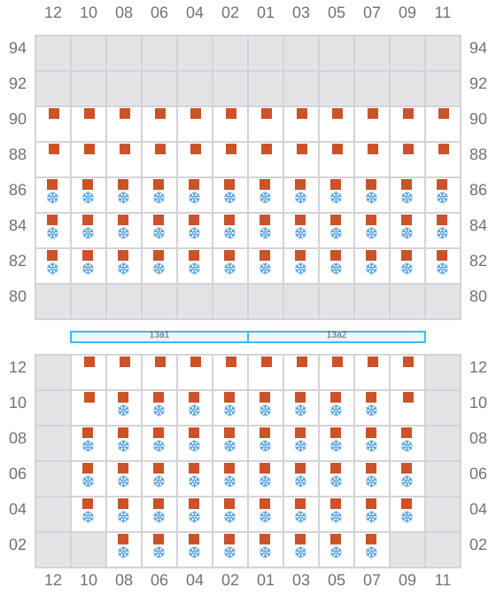 Bay 015 view and slots of CMA CGM BLUE