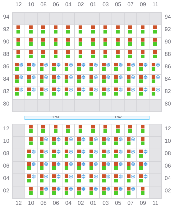 Bay 017 view and slots of CMA CGM BLUE