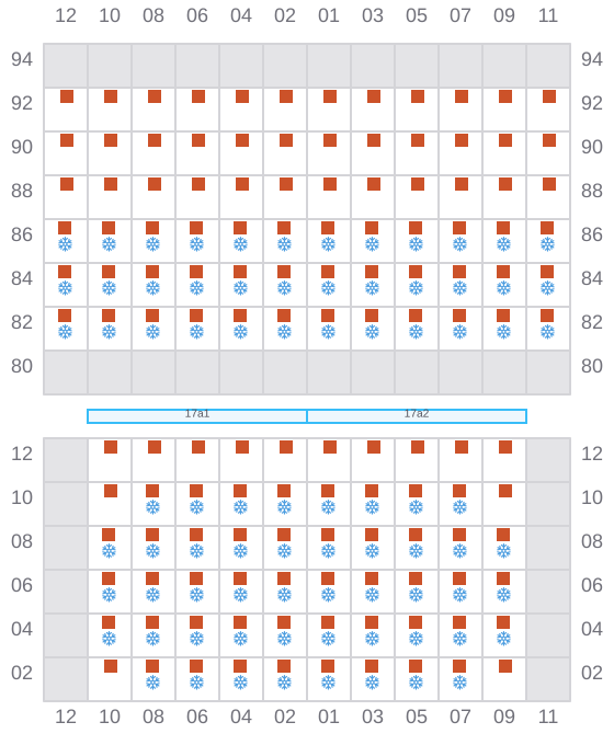 Bay 019 view and slots of CMA CGM BLUE