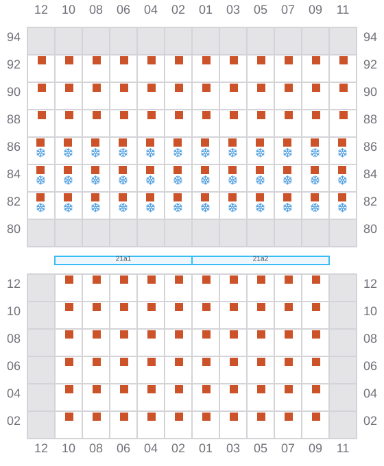 Bay 023 view and slots of CMA CGM BLUE