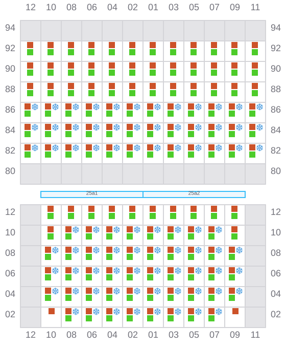 Bay 025 view and slots of CMA CGM BLUE