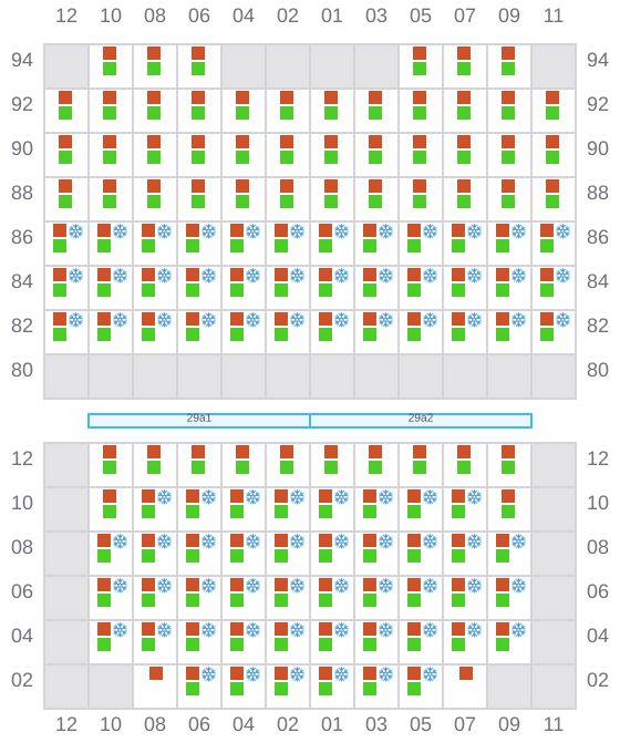 Bay 029 view and slots of CMA CGM BLUE