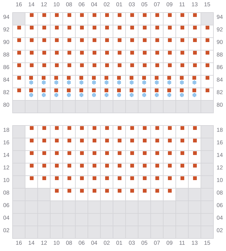 Bay 057 view and slots of MSC BARBARA