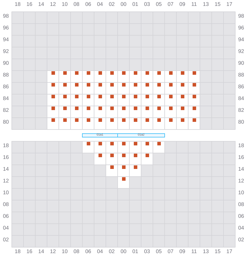 Bay 001 view and slots of MSC SOFIA PAZ
