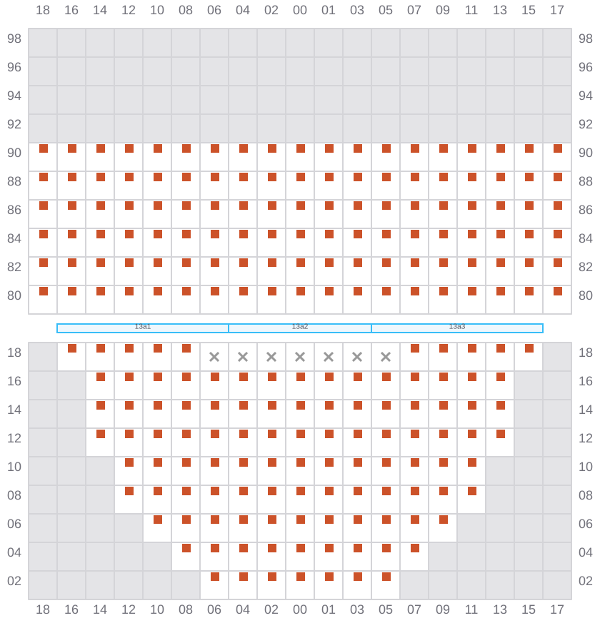 Bay 013 view and slots of MSC SOFIA PAZ