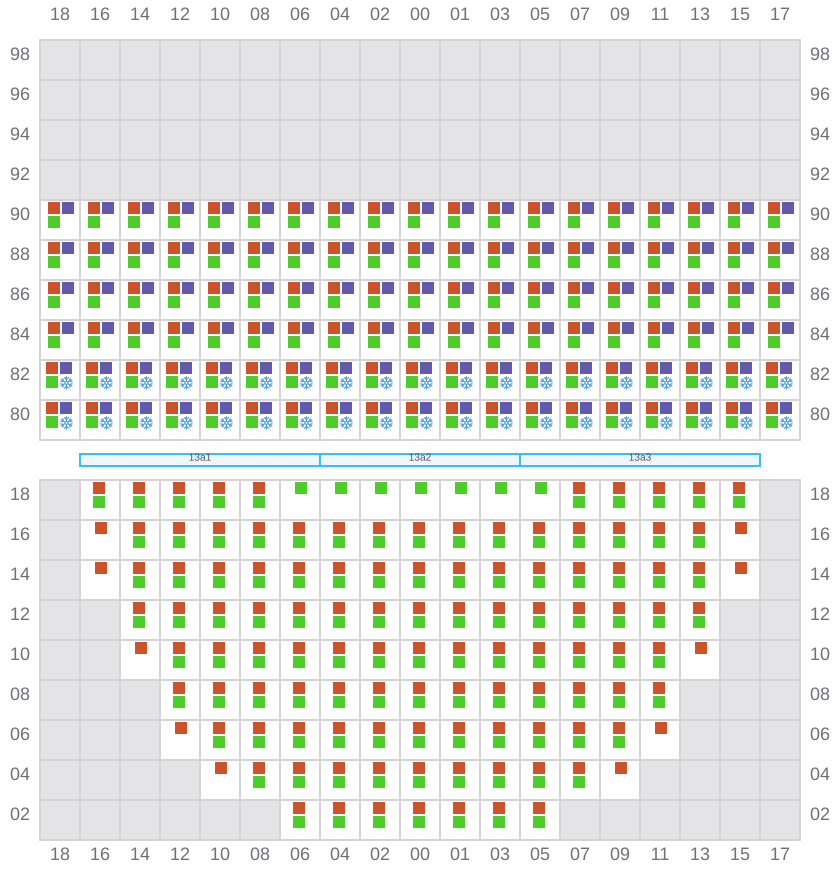 Bay 015 view and slots of MSC SOFIA PAZ