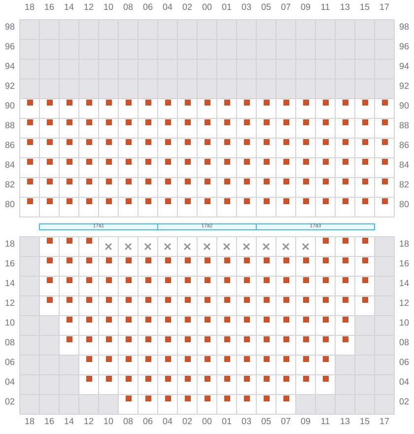 Bay 017 view and slots of MSC SOFIA PAZ