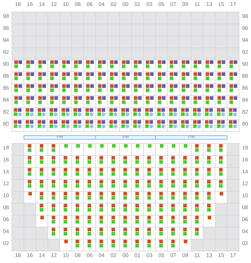Bay 019 view and slots of MSC SOFIA PAZ