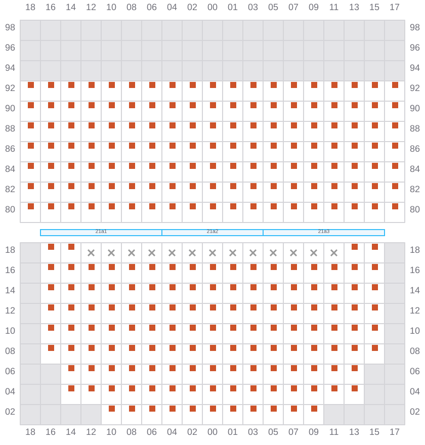 Bay 021 view and slots of MSC SOFIA PAZ