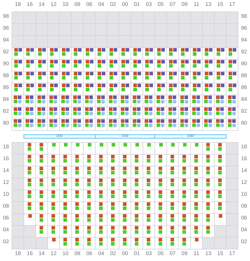 Bay 023 view and slots of MSC SOFIA PAZ