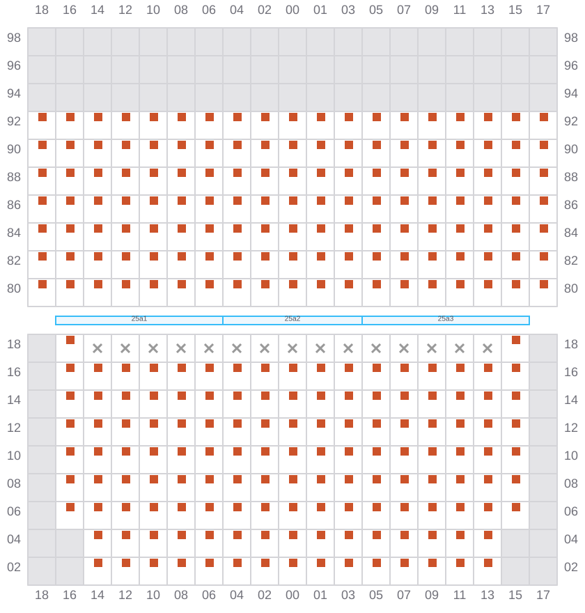 Bay 025 view and slots of MSC SOFIA PAZ