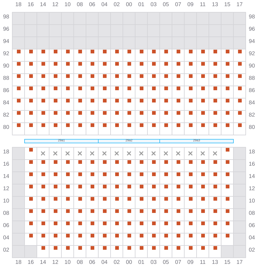 Bay 029 view and slots of MSC SOFIA PAZ