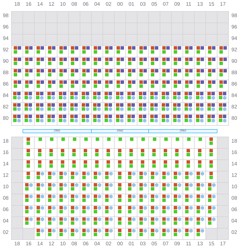 Bay 031 view and slots of MSC SOFIA PAZ